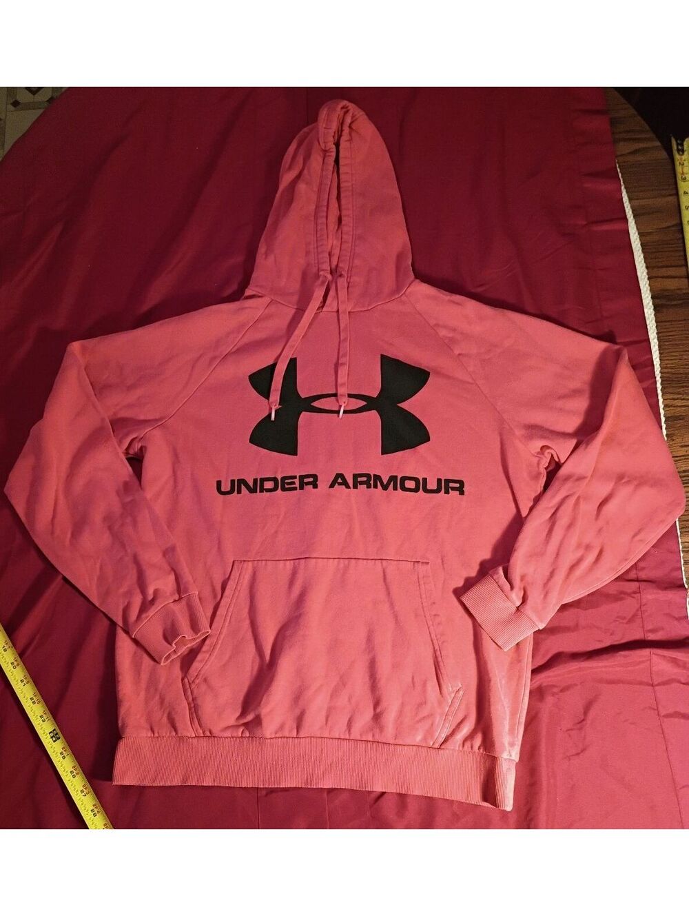 Under Armour Large Pink Hoodie Sweatshirt with Black Logo